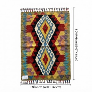 Huzurlu Okuma Anlarının Eşlikçisi: Kök Boya %100 Yün El Dokuma Otantik Kilim (93 x 60 cm)
