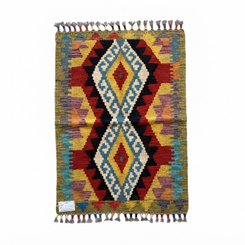 Huzurlu Okuma Anlarının Eşlikçisi: Kök Boya %100 Yün El Dokuma Otantik Kilim (93 x 60 cm)