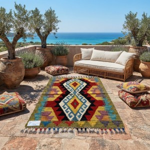 Huzurlu Okuma Anlarının Eşlikçisi: Kök Boya %100 Yün El Dokuma Otantik Kilim (93 x 60 cm)