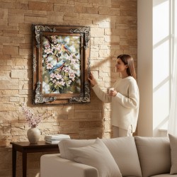 Ahşap Çerçeve Dokuma Halı Duvar Tablosu 70 x 90 x 5cm  