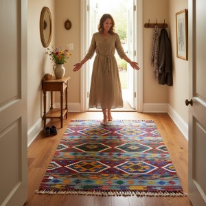 Yaratıcı Ruhlara Özel İlham Kaynağı: Kök Boya %100 Yün El Dokuma Otantik Kilim (122 x 90 cm)