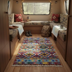 Yaratıcı Ruhlara Özel İlham Kaynağı: Kök Boya %100 Yün El Dokuma Otantik Kilim (122 x 90 cm)