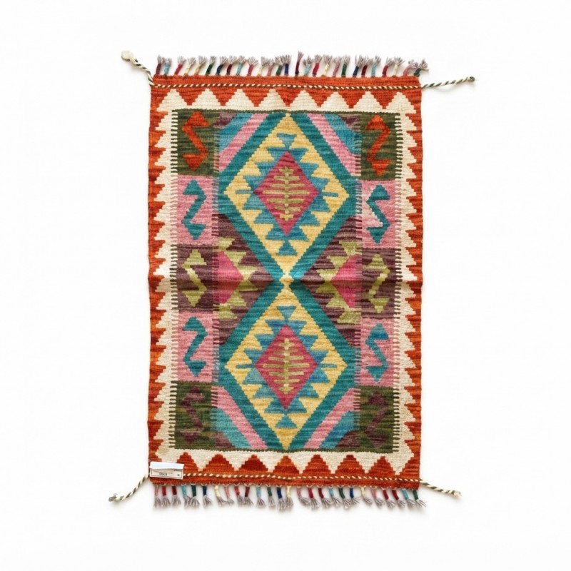 Pratiklerinize ve Keyif Anlarınıza Doğal Sıcaklık: Kök Boya %100 Yün El Dokuma Kilim (88 x 60 cm)