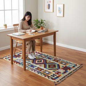Özgür Ruhların Rota İmzası: Kök Boya %100 Yün El Dokuma Otantik Kilim (130 x 84 cm)