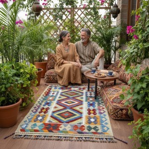 Özgür Ruhların Rota İmzası: Kök Boya %100 Yün El Dokuma Otantik Kilim (130 x 84 cm)
