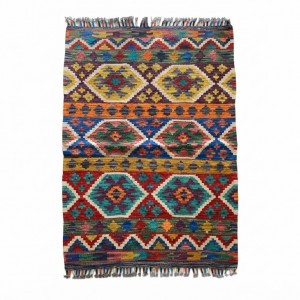 Zamansız Prestij ve Huzur: Kök Boya %100 Yün El Dokuma Otantik Kilim (121 x 88 cm)