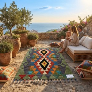 Doğal Yaşam Alanlarına Otantik Dokunuş: Kök Boya %100 Yün El Dokuma Kilim (92 x 62 cm)
