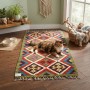 Kök Boya El Dokuma Kilim %100 Yün  Dünyada Tek / Geometrik Baklava Desenli (135 x 77 cm)