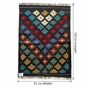 Samimi Sohbetlerin Sıcak Dokusu: Kök Boya %100 Yün El Dokuma Otantik Kilim (120 x 81 cm)