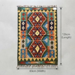 Huzur ve Doğallığın Simgesi: Kök Boya %100 Yün El Dokuma Otantik Kilim (126 x 83 cm)