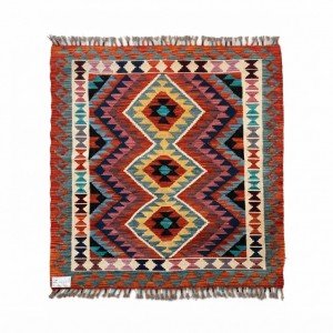 Akdeniz Esintili Otantik Lüks: Kök Boya %100 Yün El Dokuma Kilim (130 x 96 cm)