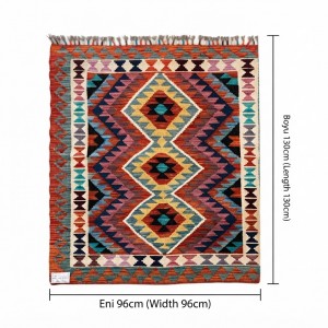 Akdeniz Esintili Otantik Lüks: Kök Boya %100 Yün El Dokuma Kilim (130 x 96 cm)