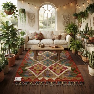 Kişiye Özel Koleksiyon Parçası: Kök Boya %100 Yün El Dokuma Otantik Kilim (121 x 78 cm)