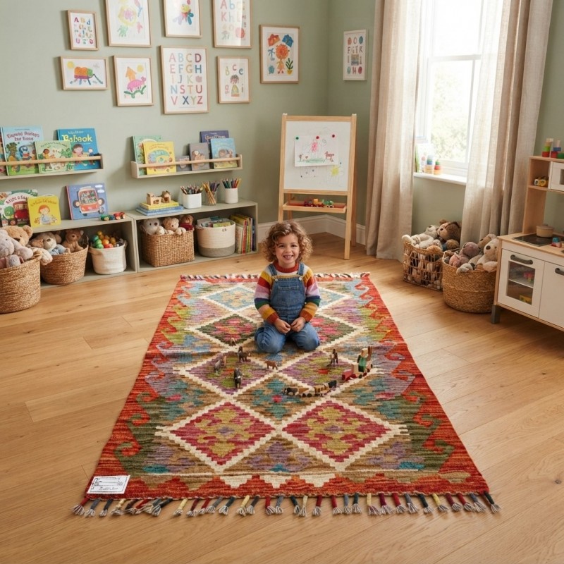 Kişiye Özel Koleksiyon Parçası: Kök Boya %100 Yün El Dokuma Otantik Kilim (121 x 78 cm)