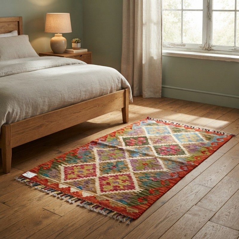Kişiye Özel Koleksiyon Parçası: Kök Boya %100 Yün El Dokuma Otantik Kilim (121 x 78 cm)