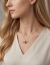 Aşk Oku Mor Zirkon Taşlı Kalp Kolye - Kararmaz Lüks Takı