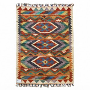 Evinize Sıcak Bir Karşılama: Kök Boya %100 Yün El Dokuma Otantik Kilim (113 x 83 cm)