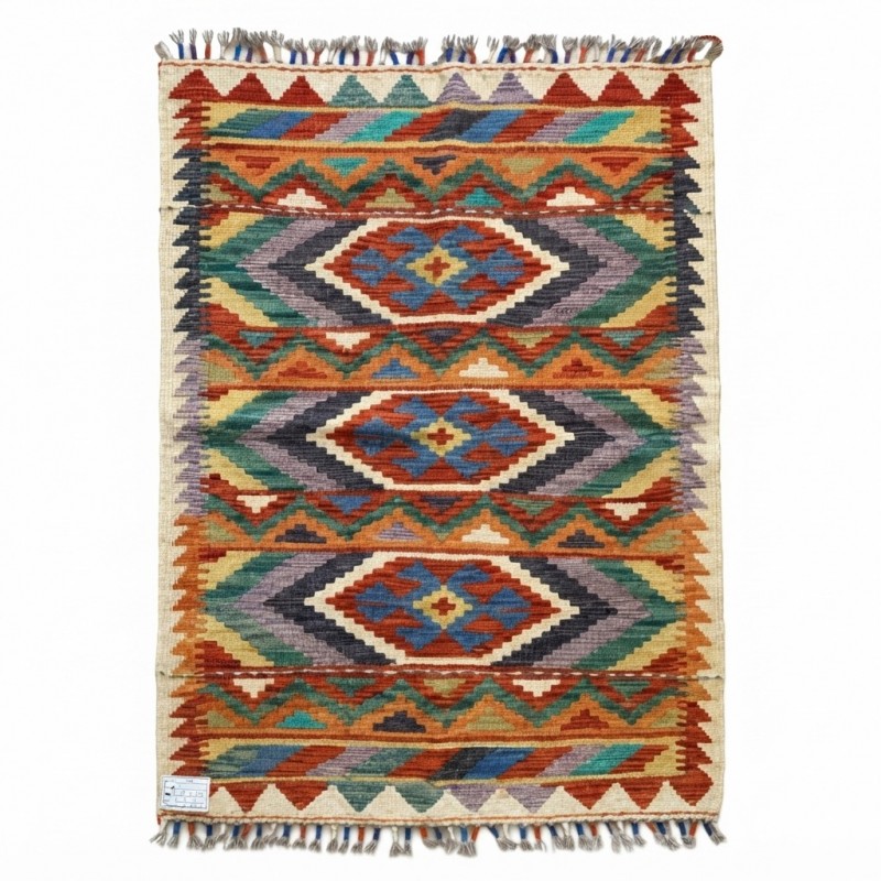 Evinize Sıcak Bir Karşılama: Kök Boya %100 Yün El Dokuma Otantik Kilim (113 x 83 cm)