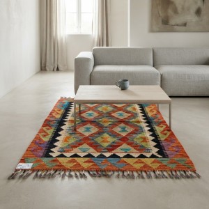 Ruhunu İlmekten Alan Sanat Eseri: Kök Boya %100 Yün El Dokuma Kilim (122 x 88 cm)