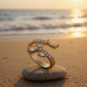 Ayarlanabilir Tasarım Çelik Yüzük - Zirkon Taşlı Şık Model | Kararmaz Gold Renk Ayarlanabilir Tasarım Çelik Yüzük - Zirkon Taşlı Şık Model | Kararmaz Gold Renk