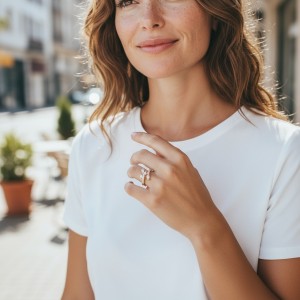 Ayarlanabilir Tasarım Çelik Yüzük - Zirkon Taşlı Şık Model | Kararmaz Gold Renk