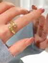 Ayarlanabilir Tasarım Yüzük - Gold Renk Antialerjik Çelik, Modern Kadın Takısı