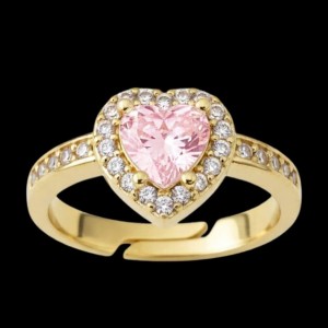 Kalpli Ayarlanabilir Model Kadın Çelik Yüzük | Toptan Çelik Takı, Pembe Zirkon Taşlı Gold Renk Kalpli Ayarlanabilir Model Kadın Çelik Yüzük | Toptan Çelik Takı, Pembe Zirkon Taşlı Gold Renk