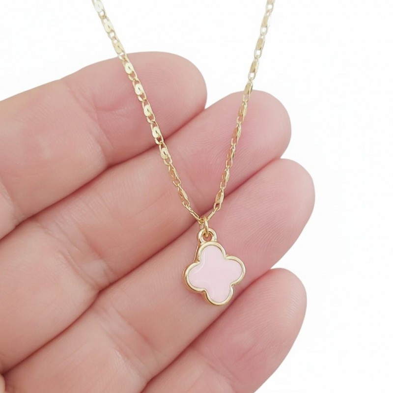 Pembe Yonca Model Kolye