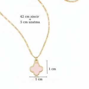 Pembe Yonca Model Kolye
