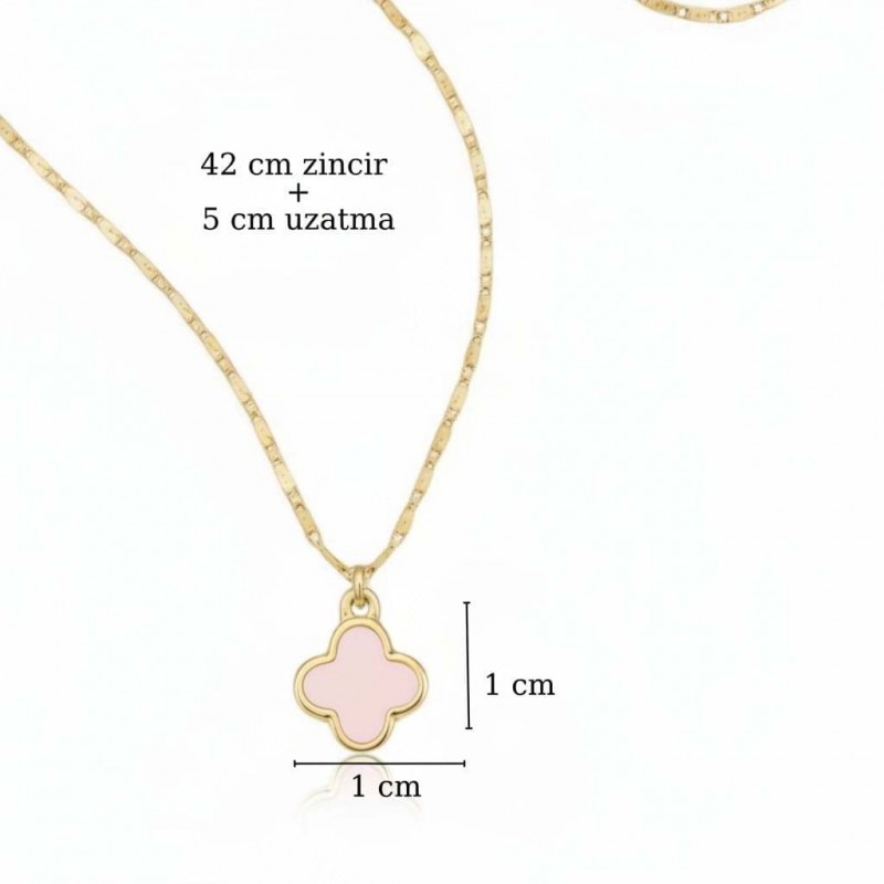 Pembe Yonca Model Kolye