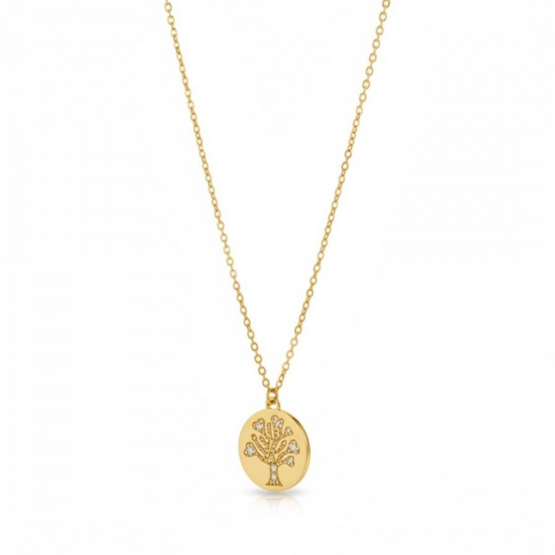 Zirkon Taşlı Hayat Ağacı Kolye - Kararmaz Gold Kaplama