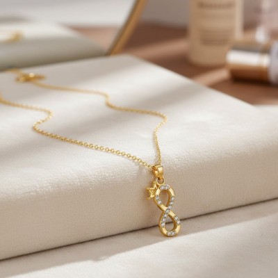 Taşlı Sonsuzluk Yıldız Figürlü Gold Kolye -Toptan Bijuteri Taşlı Sonsuzluk Yıldız Figürlü Gold Kolye -Toptan Bijuteri