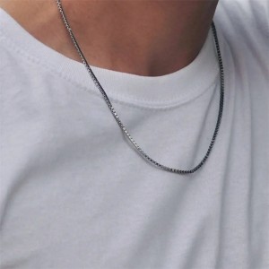Gümüş Kaplama Çelik Küp Zincir Kolye – 1.4 mm Kalınlık, 40+4 cm Ayarlanabilir Uzunluk