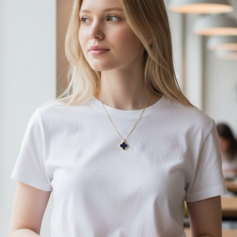 Lacivert Yonca Model Kadın Kolye Lacivert Yonca Model Kadın Kolye