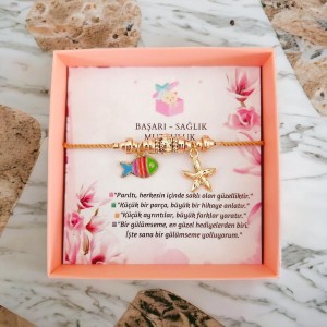 Deniz Temalı Balık ve Deniz Yıldızı Pandora Bileklik | Ayarlanabilir İp Asansörlü | Hardal Renk Deniz Temalı Balık ve Deniz Yıldızı Pandora Bileklik | Ayarlanabilir İp Asansörlü | Hardal Renk