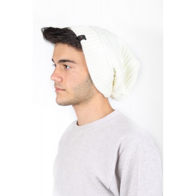 Beyaz Erkek Yün Bere - Soğuk Havalara Karşı Mükemmel Koruma