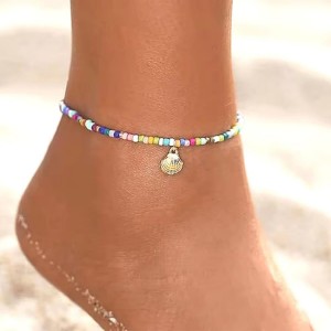 Deniz Kabuklu Renkli Boncuk Halhal Deniz Kabuklu Renkli Boncuk Halhal