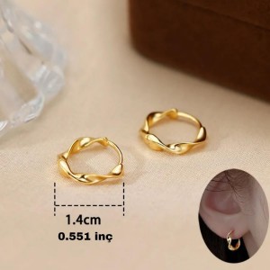 Çelik Gold Renk 1.5 Cm Burgulu Halka Küpe | Kararmaz Anti Alerjik Çelik Gold Renk 1.5 Cm Burgulu Halka Küpe | Kararmaz Anti Alerjik