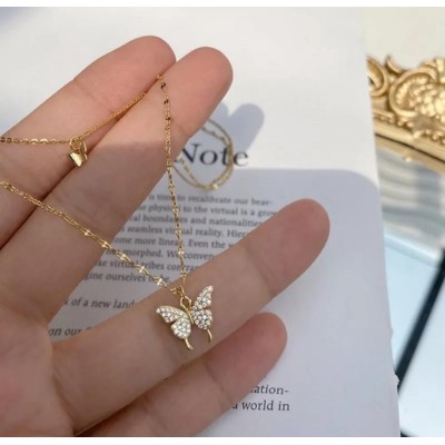 Çift Kat Kelebek Detaylı Gold Zincir Halhal