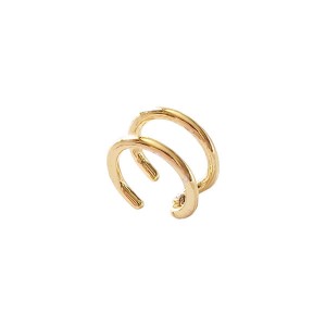 Çift Katmanlı Gold Kıkırdak Küpe | Sıkıştırmalı ve Deliksiz Tasarım