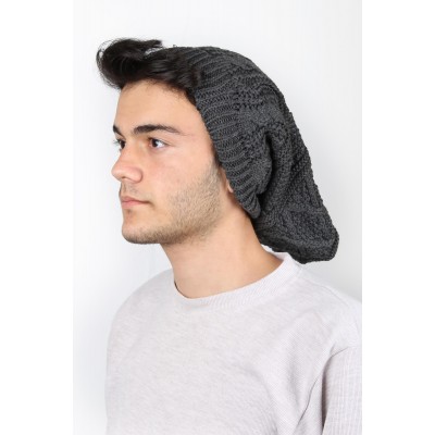 Modern Tasarım Erkek Yün Bere Koyu Gri