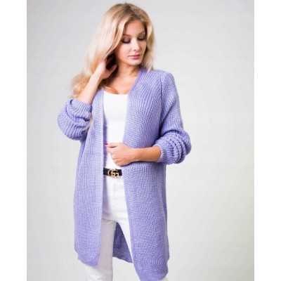 Düz Kesim Cepsiz Hırka Lila Düz Kesim Cepsiz Hırka Lila