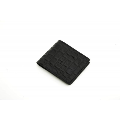 El Yapımı Hakiki Deri Siyah Erkek Cüzdanı Timsah Baskı | Özel Gravür İmkanı