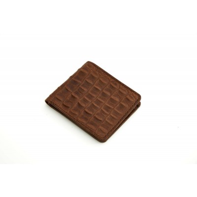 El Yapımı Erkek Cüzdanı Timsah Baskı Kahverengi | Özel Gravür İmkanı