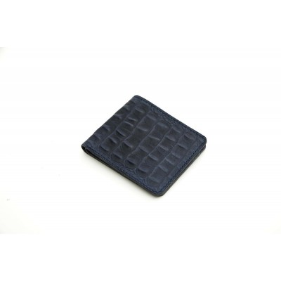 Timsah Baskı El Yapımı Gerçek Deri Erkek Cüzdanı Lacivert | Özel Gravür İmkanı