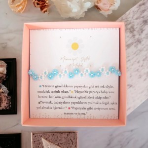 El Yapımı Makrome Örgü Miyuki Boncuk Halhal | Mavi ve Beyaz Renkli El Yapımı Makrome Örgü Miyuki Boncuk Halhal | Mavi ve Beyaz Renkli