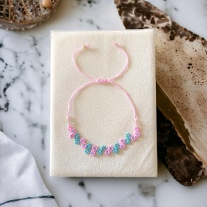 El Yapımı Makrome Örgü Miyuki Boncuk Halhal | Pembe ve Turkuaz Renkli El Yapımı Makrome Örgü Miyuki Boncuk Halhal | Pembe ve Turkuaz Renkli