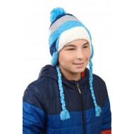 3-5 Yaş Erkek Çocuklar İçin Ponponlu Kulaklı Bere - Sevimli ve Sıcak Kış Aksesuarı