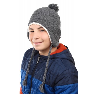 3-5 Yaş Erkek Çocuklar İçin Ponponlu Kulaklı Bere - Sevimli ve Sıcak Kış Aksesuarı