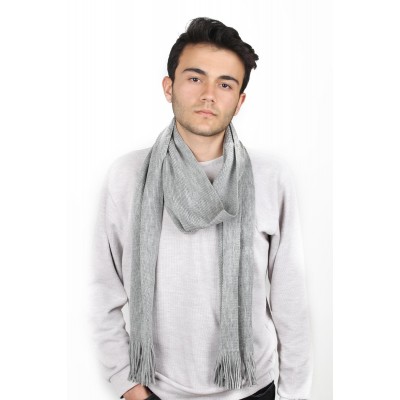 Erkek Gri Yün Klasik Atkı